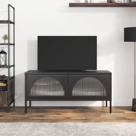 TV Cabinet Black 41.3"x13.8"x19.7" Glass and Steel