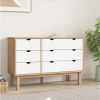 Drawer Cabinet OTTA Brown&White 44.7"x15.6"x28.7" Solid Wood Pine