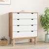 Drawer Cabinet OTTA Brown&White 30.1"x15.6"x35.4" Solid Wood Pine