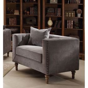 Sidonia Chair & 1 Pillow in Gray Velvet 53582