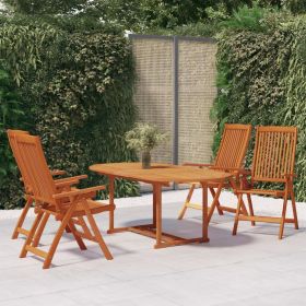 5 Piece Patio Dining Set Solid Wood Eucalyptus