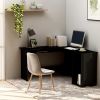 L-Shaped Corner Desk High Gloss Black 47.2" x 55.1" x 29.5" Engineered Wood