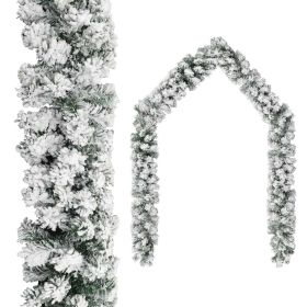 Christmas Garland with Flocked Snow Green 16 ft PVC