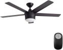 52" Integrated LED Indoor Matte Black Ceiling Fan with Lighting Kit and Remote