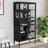 Display Cabinet Anthracite 35.4"x15.7"x70.9" Steel and Tempered Glass