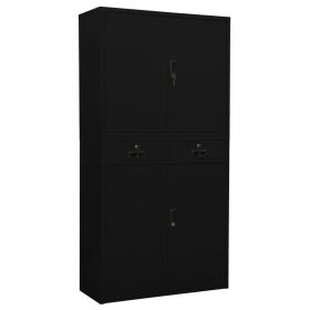 Office Cabinet Black 35.4"x15.7"x70.9" Steel