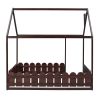 (Slats are not included) Full Size Wood Bed House Bed Frame with Fence; for Kids; Teens; Girls; Boys (Espresso )(OLD SKU:WF281294AAP)