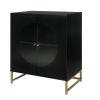 Black Storage Cabinet with Glass Door; Sideboard Buffet Cabinet for Kitchen; Dining Room