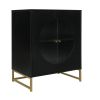 Black Storage Cabinet with Glass Door; Sideboard Buffet Cabinet for Kitchen; Dining Room