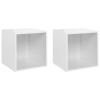 TV Cabinets 2 pcs High Gloss White 14.6"x13.8"x14.6" Engineered Wood