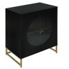 Black Storage Cabinet with Glass Door; Sideboard Buffet Cabinet for Kitchen; Dining Room