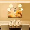 Modern American style chandelier-white-glass lampshade -5 bulbs