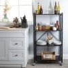 4 Shelf Foldable Metal Storage Shelves, Wheels, Adult, Kitchen, Laundry Room, Black