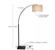 76" Black LED Arc Floor Lamp with Marble Base