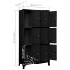 Locker Cabinet Black 35.4"x17.7"x70.9" Steel