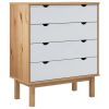 Drawer Cabinet OTTA Brown&White 30.1"x15.6"x35.4" Solid Wood Pine