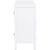 TREXM Large Storage Space Sideboard with Artificial Rattan Door and Metal Handles for Living Room and Entryway (White)