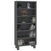 CD Cabinet Dark Gray 17.7"x7.1"x39.4" Solid Wood Pine