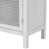 TREXM Large Storage Space Sideboard with Artificial Rattan Door and Metal Handles for Living Room and Entryway (Gray)