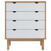 Drawer Cabinet OTTA Brown&White 30.1"x15.6"x35.4" Solid Wood Pine