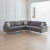 L-Shaped Corner Sectional Technical leather Sofa with pillows; dark grey