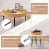 2 Set of Wooden Coffee Table with Metal Legs and Adjustable Foot Pads