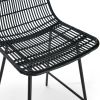 Set of 2; Natural Rattan Indoor Counter Chair ; Black Finish Steel legs; Black (17.5"x20"x34")