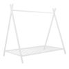 House Bed Tent Bed Frame Twin Size Metal Floor Play House Bed with Slat for Kids Girls Boys ; No Box Spring Needed White