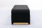 New Boucle Fabric Loveseat Ottoman Footstool Bedroom Bench Shoe Bench With Gold Metal Legs; Black