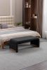 New Boucle Fabric Loveseat Ottoman Footstool Bedroom Bench Shoe Bench With Gold Metal Legs; Black