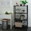 4 Shelf Foldable Metal Storage Shelves, Wheels, Adult, Kitchen, Laundry Room, Black