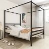 Metal Canopy Bed Frame;  Stable and durable metal platform ;  Queen Black