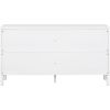 TREXM Large Storage Space Sideboard with Artificial Rattan Door and Metal Handles for Living Room and Entryway (White)