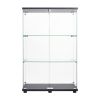 Two-door Glass Display Cabinet 3 Shelves with Door; Floor Standing Curio Bookshelf for Living Room Bedroom Office; 49.49' x 31.77'x 14.37'; Black