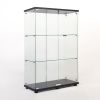 Two-door Glass Display Cabinet 3 Shelves with Door; Floor Standing Curio Bookshelf for Living Room Bedroom Office; 49.49' x 31.77'x 14.37'; Black