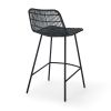 Set of 2; Natural Rattan Indoor Counter Chair ; Black Finish Steel legs; Black (17.5"x20"x34")