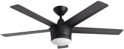 52" Integrated LED Indoor Matte Black Ceiling Fan with Lighting Kit and Remote