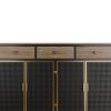 48" Wide 4 Doors Modern Sideboard with 3 Top Drawers; Freestanding Sideboard Storage Cabinet Entryway Floor Cabinet for Living Room Office Bedroom