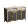 48" Wide 4 Doors Modern Sideboard with 3 Top Drawers; Freestanding Sideboard Storage Cabinet Entryway Floor Cabinet for Living Room Office Bedroom