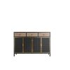 48" Wide 4 Doors Modern Sideboard with 3 Top Drawers; Freestanding Sideboard Storage Cabinet Entryway Floor Cabinet for Living Room Office Bedroom