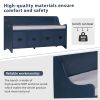 TREXM Movable Cushion Storage Bench with Drawers and Backrest for Entryway and Living Room(Antique Navy)