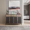 48" Wide 4 Doors Modern Sideboard with 3 Top Drawers; Freestanding Sideboard Storage Cabinet Entryway Floor Cabinet for Living Room Office Bedroom