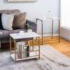 2 Pieces Faux Marble Nesting Table for Small Space