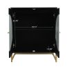 Black Storage Cabinet with Glass Door; Sideboard Buffet Cabinet for Kitchen; Dining Room