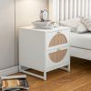 Allen 2 Drawer Nightstand Set of 2; White; Natural Rattan; Display Rack for Bedroom and Living Room