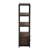 Home Office 4-Tier Bookshelf; Simple Industrial Bookcase Standing Shelf Unit Storage Organizer with 4 Open Storage Shelves and Two Drawers; Brown