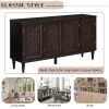 TREXM Large Storage Space Sideboard with Artificial Rattan Door and Unobtrusive Doorknob for Living Room and Entryway (Espresso)