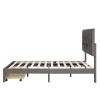 Full Size Storage Bed Velvet Upholstered Platform Bed with a Big Drawer - Grey