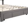 Full Size Storage Bed Velvet Upholstered Platform Bed with a Big Drawer - Grey