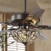 48" Oil Rubbed Bronze 3 Light Wrought Iron LED Ceiling Fan w/Light & Remote